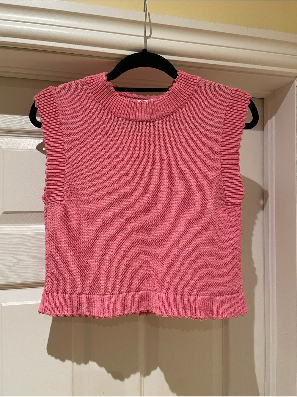 Pink Cotton Linen Blend Sweater Vest Preppy Korean Style Lady Volume OS